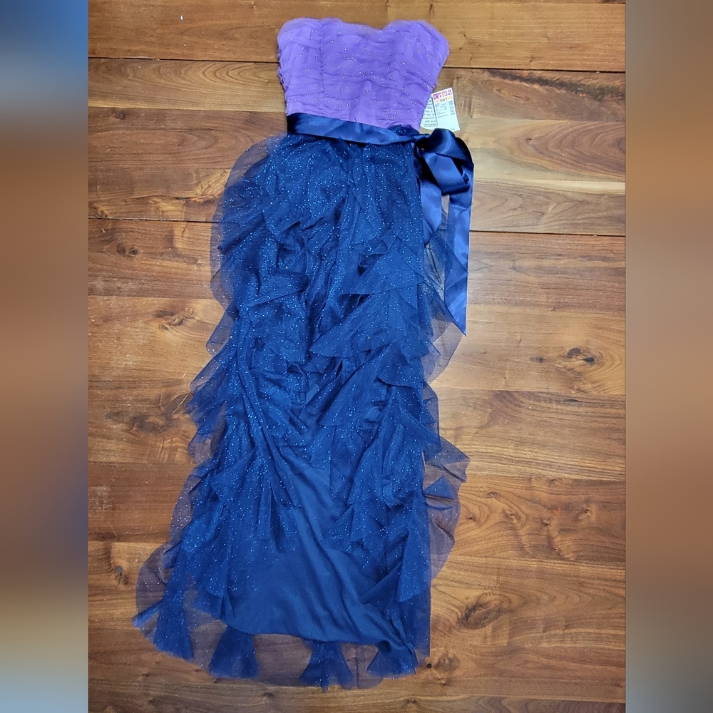Girls DEB Formal Tulle Sparkle Ruffle Dress Size 7 Juniors NWT Vintage Y2k